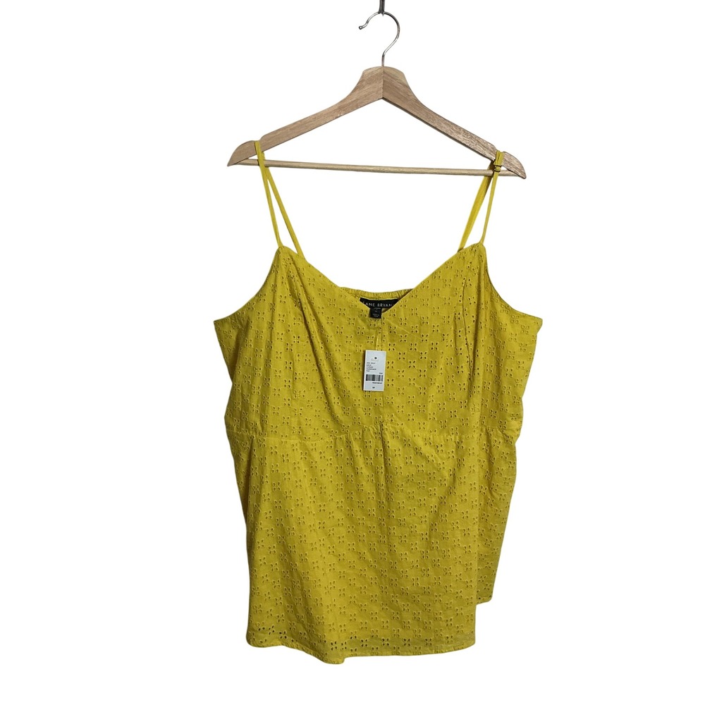Lane Bryant Babydoll Cami Size 18 Yellow Eyelet Lace Pullover Lined Coquette NEW